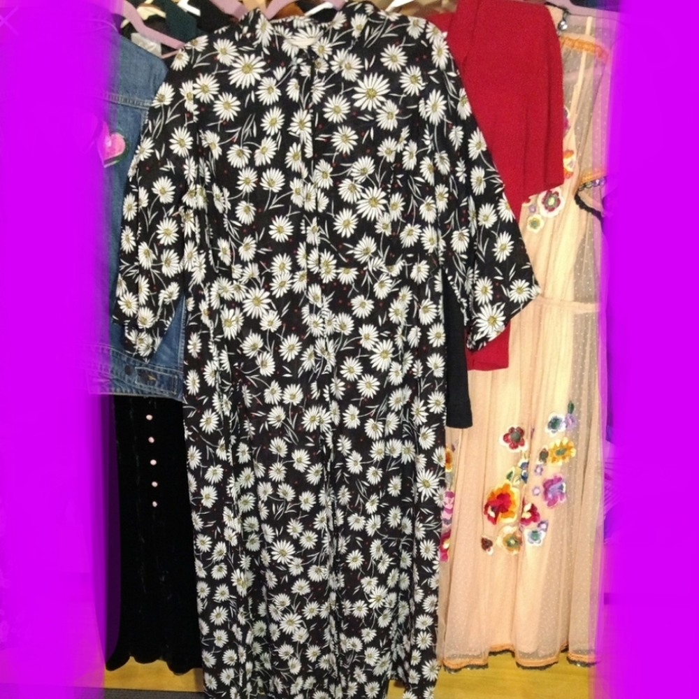 Woman Within Black Crepe Floral Midi Dress 14